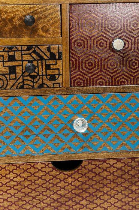 Soleil Multicolour Mango Wood 14 Drawers Dresser