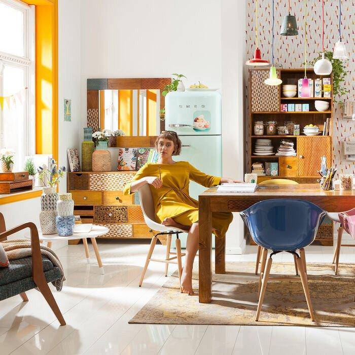 Soleil Multicolour Mango Wood 14 Drawers Dresser