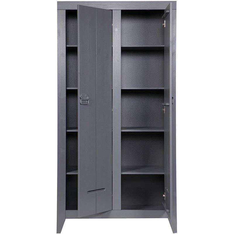 Kluis Steel Grey Pine Wood Cabinet - WOO .Design
