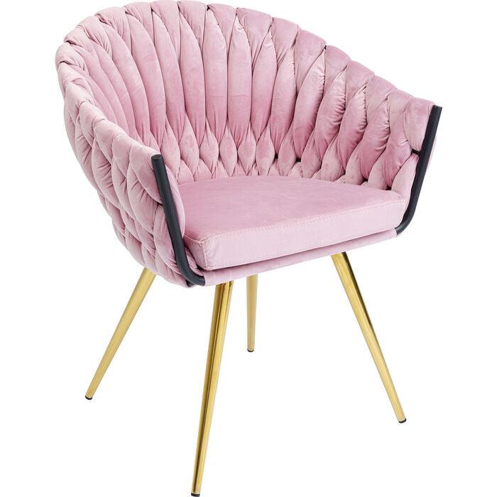 Knot Mauve Velvet Brass Chair with Armrest (2/Set) - WOO .Design