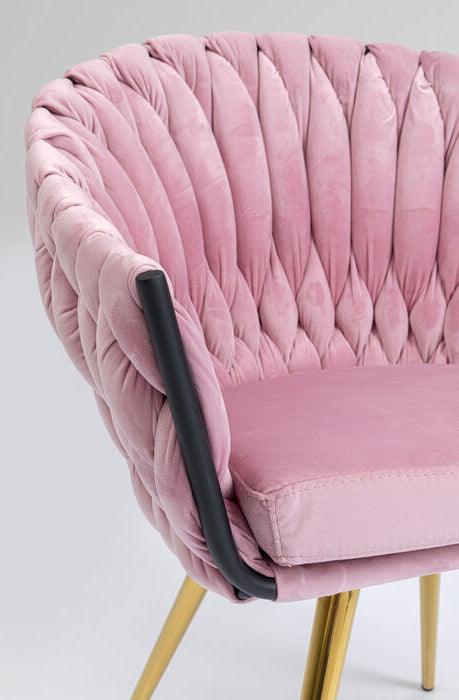 Knot Mauve Velvet Brass Chair with Armrest (2/Set) - WOO .Design