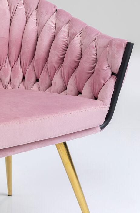 Knot Mauve Velvet Brass Chair with Armrest (2/Set) - WOO .Design