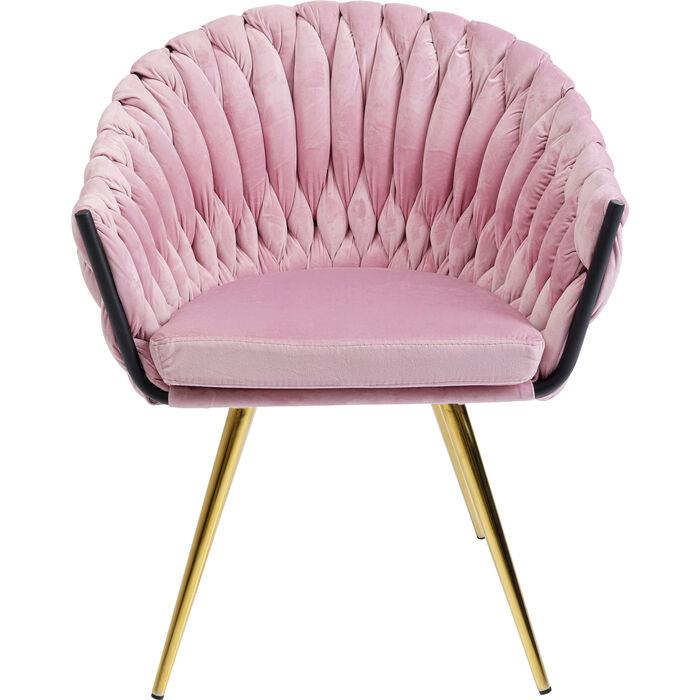 Knot Mauve Velvet Brass Chair with Armrest (2/Set) - WOO .Design