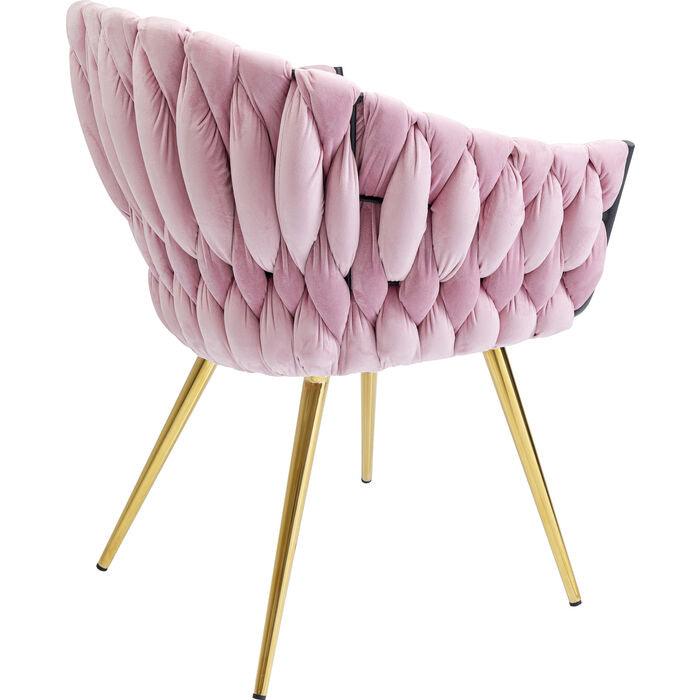 Knot Mauve Velvet Brass Chair with Armrest (2/Set) - WOO .Design