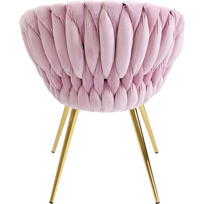 Knot Mauve Velvet Brass Chair with Armrest (2/Set) - WOO .Design