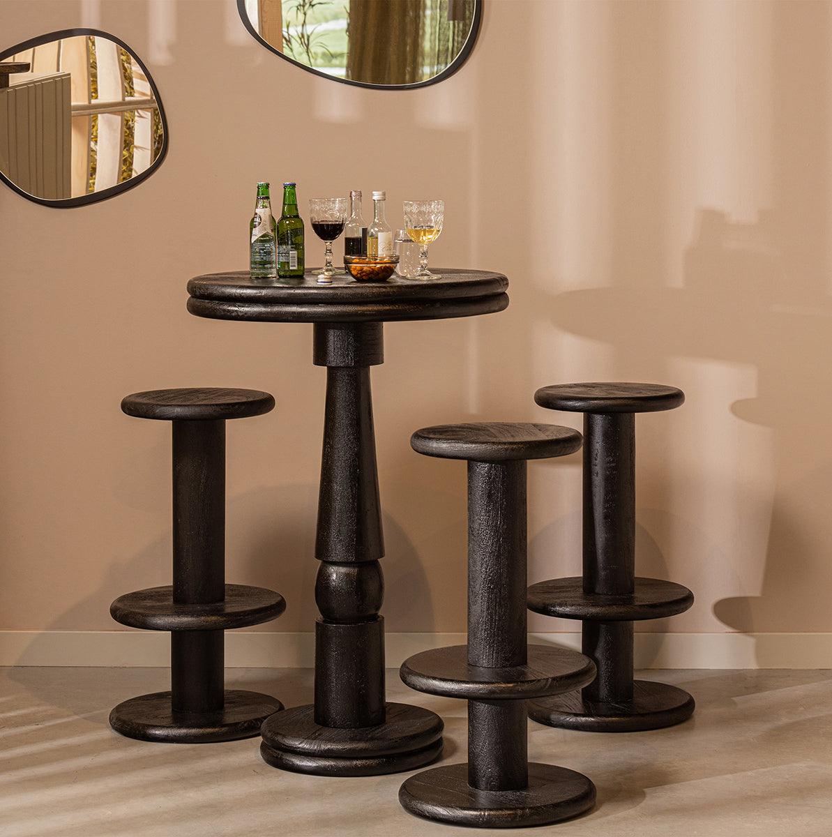 Kolby Black Mango Wood Bar Stool - WOO .Design