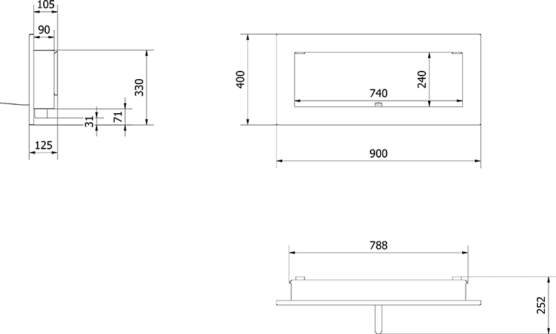 Delta 2 Slim Black Bio Fireplace
