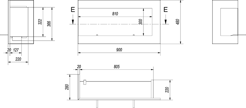Delta 900 Corner Left Bio Fireplace
