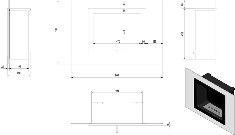 Oscar White Bio Fireplace