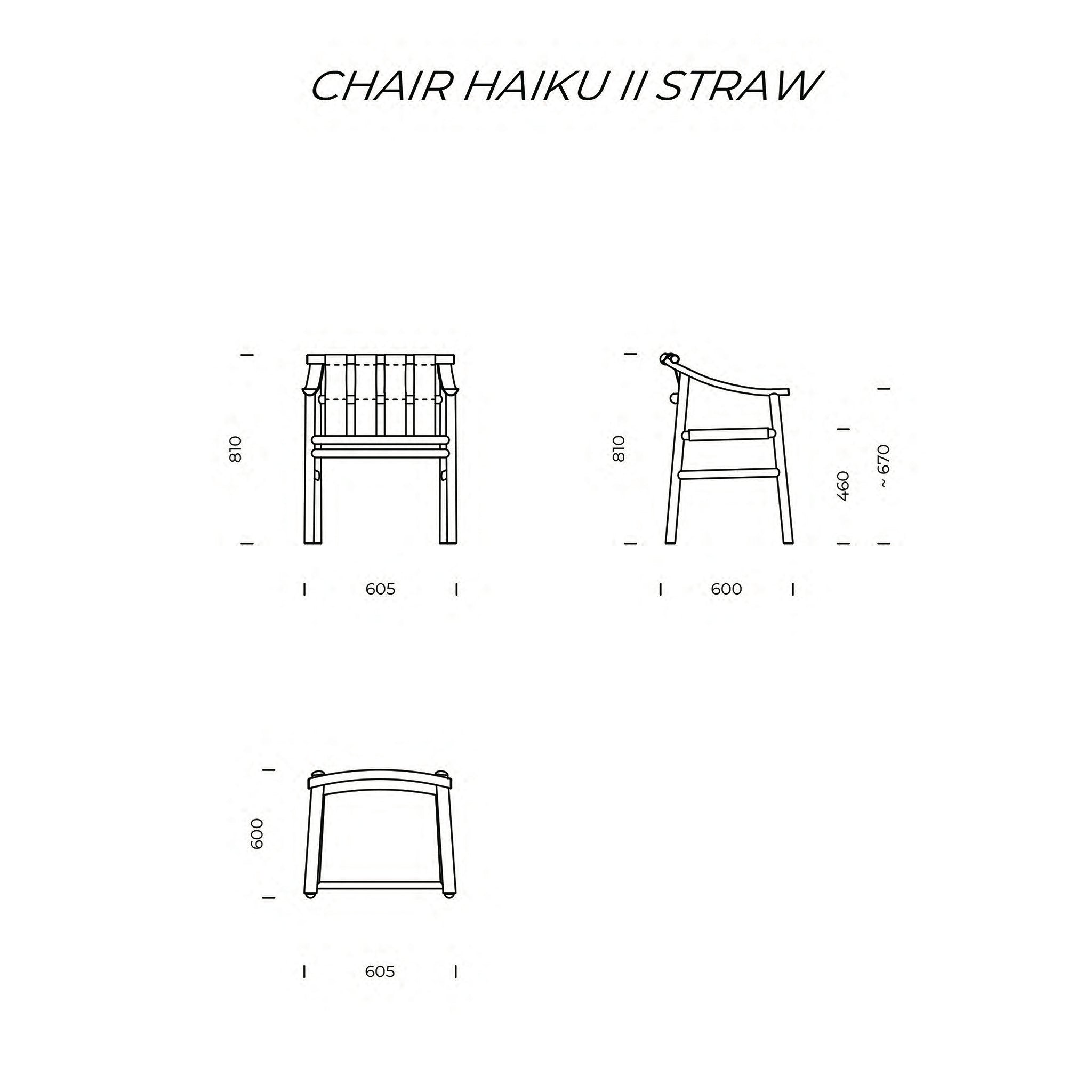 Haiku II Natural Straw Chair with Armrests