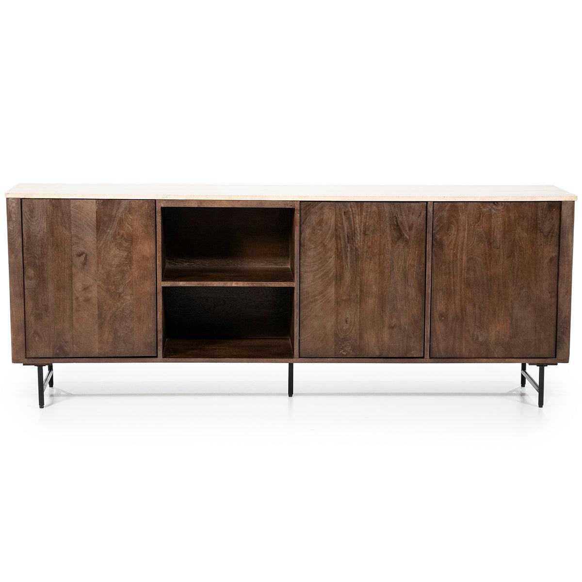 Lio Travertine/Mango Wood 3 Doors Sideboard - WOO .Design