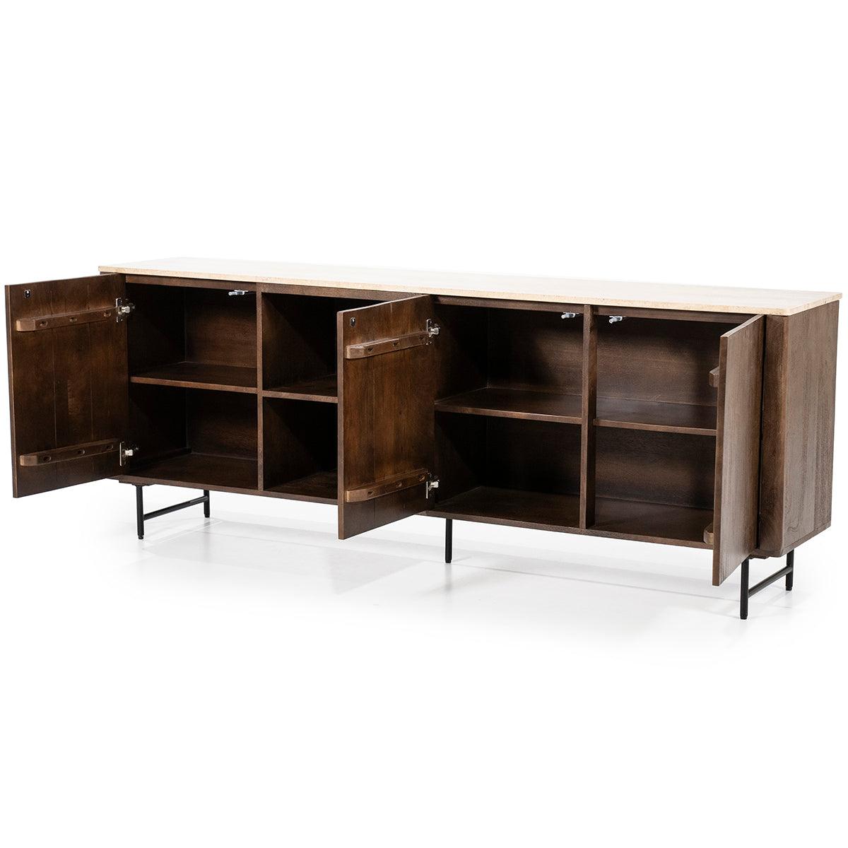 Lio Travertine/Mango Wood 3 Doors Sideboard - WOO .Design