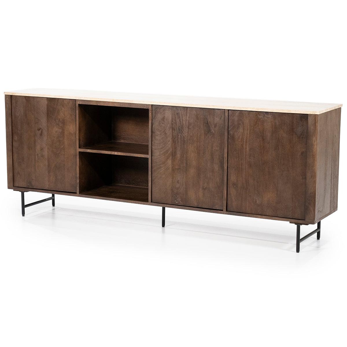 Lio Travertine/Mango Wood 3 Doors Sideboard - WOO .Design