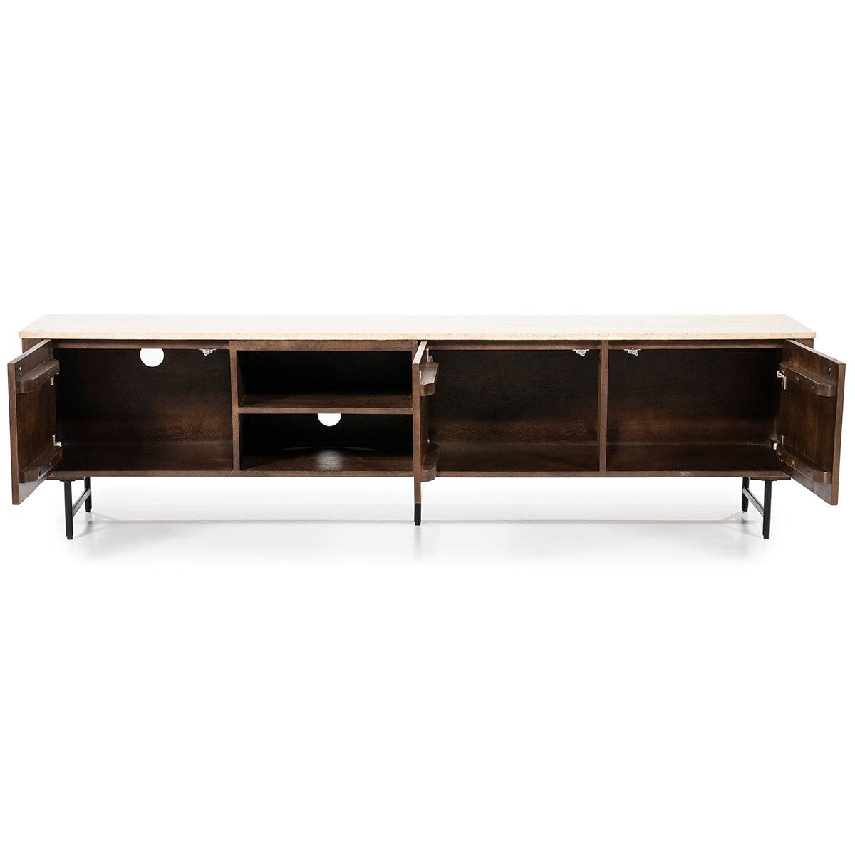 Lio Travertine/Mango Wood 3 Doors TV Cabinet - WOO .Design