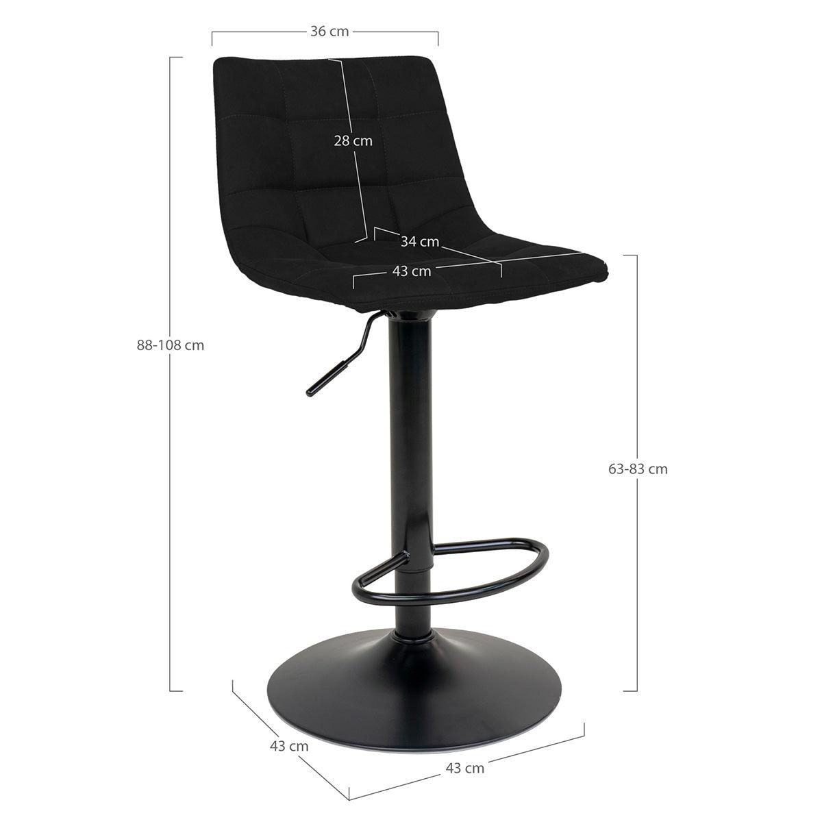 Middelfart Black Velvet Bar Chair (2/Set) - WOO .Design