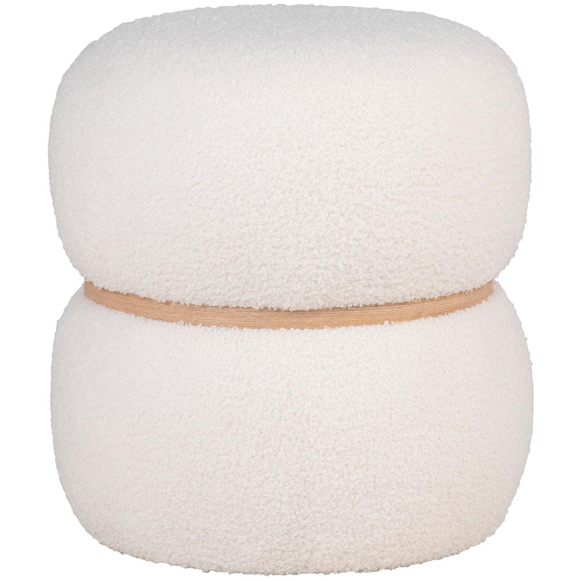 Milford White Boucle Pouf - WOO .Design