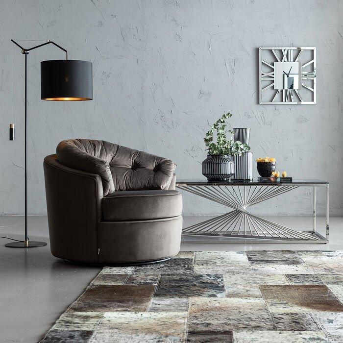 Music Hall Grey Velvet Swivel Armchair - WOO .Design