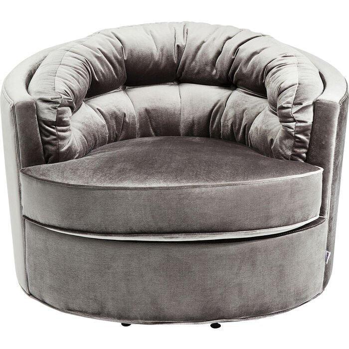 Music Hall Grey Velvet Swivel Armchair - WOO .Design