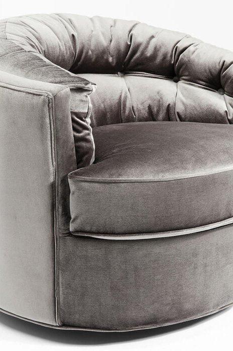 Music Hall Grey Velvet Swivel Armchair - WOO .Design