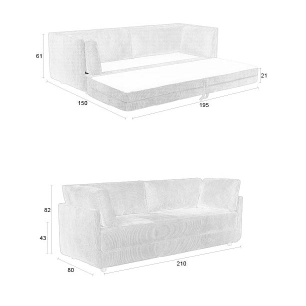 Norah Corduroy Sofa Bed - WOO .Design