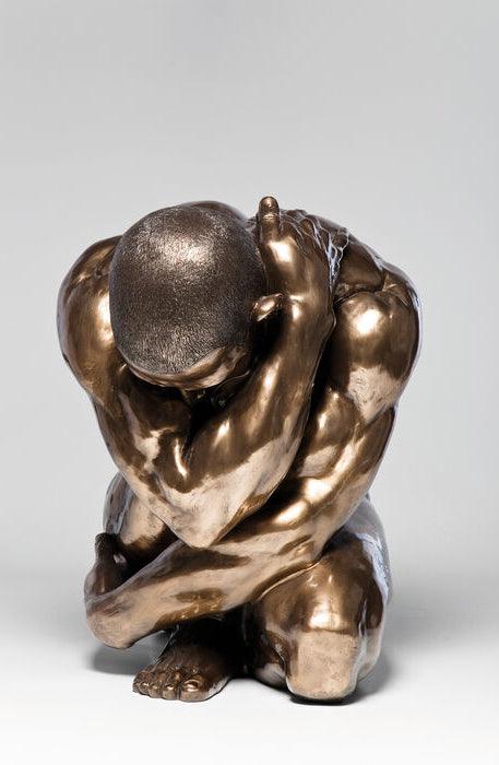 Nude Man Hug Bronze Deco Figurine - WOO .Design