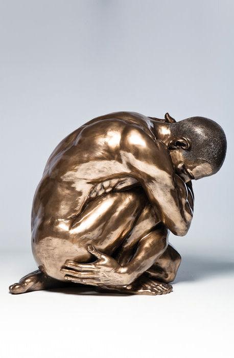 Nude Man Hug Bronze Deco Figurine - WOO .Design