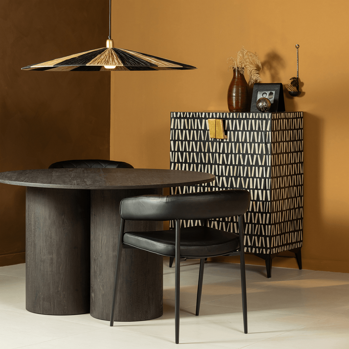 Oona Dark Brown Round Dining Table - WOO .Design