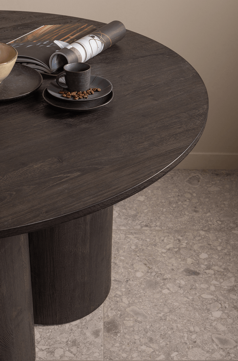 Oona Dark Brown Round Dining Table - WOO .Design