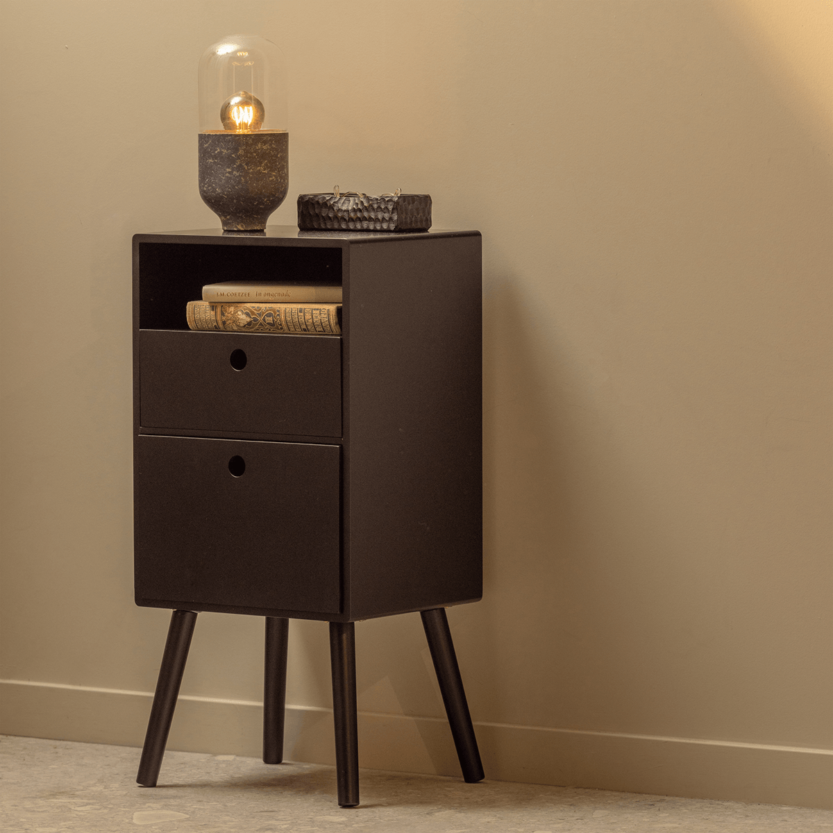 Ozzy Black Wood High Night Stand - WOO .Design