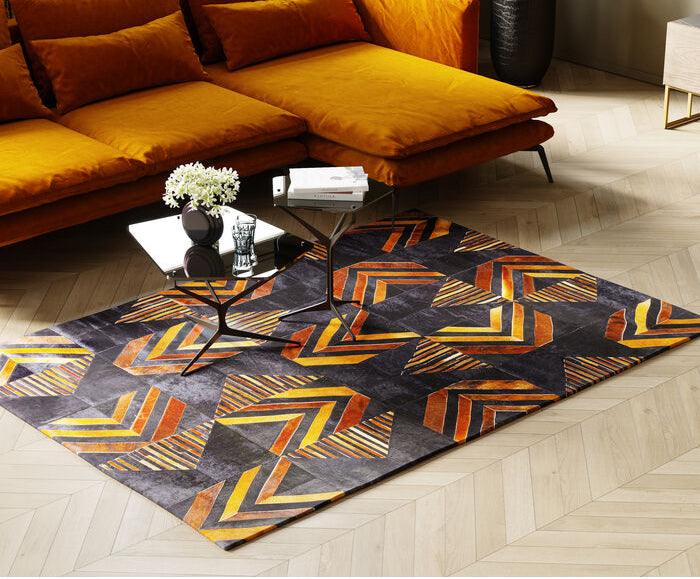 Puzzle Black/Brown Leather Carpet - WOO .Design