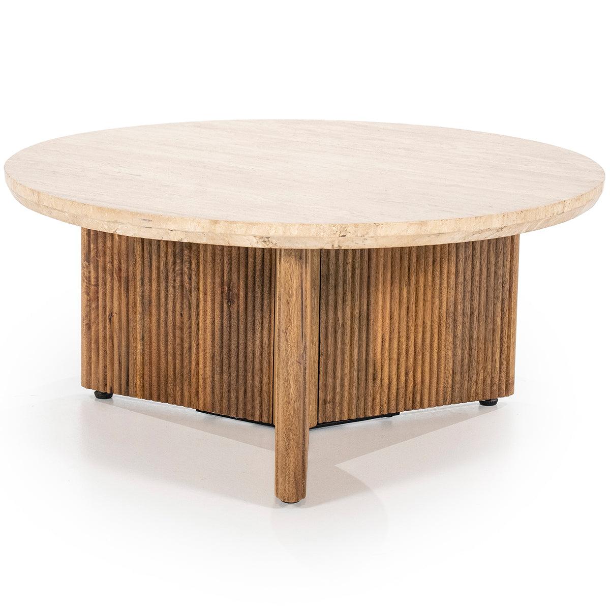 Sara Travertine/Mango Wood Coffee Table - WOO .Design