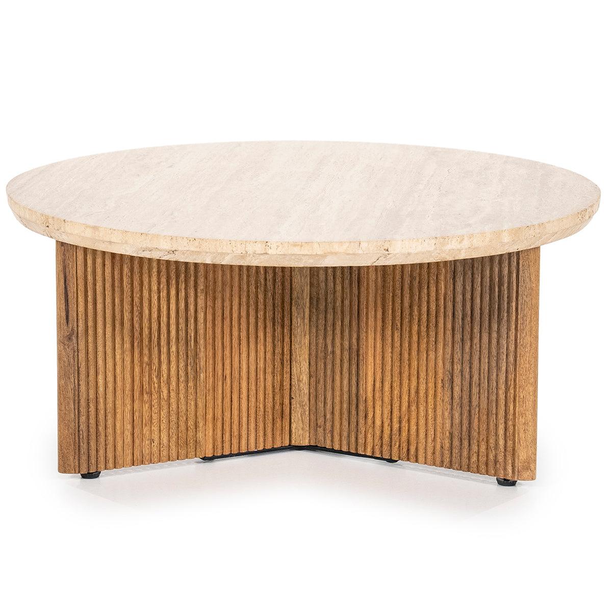 Sara Travertine/Mango Wood Coffee Table - WOO .Design