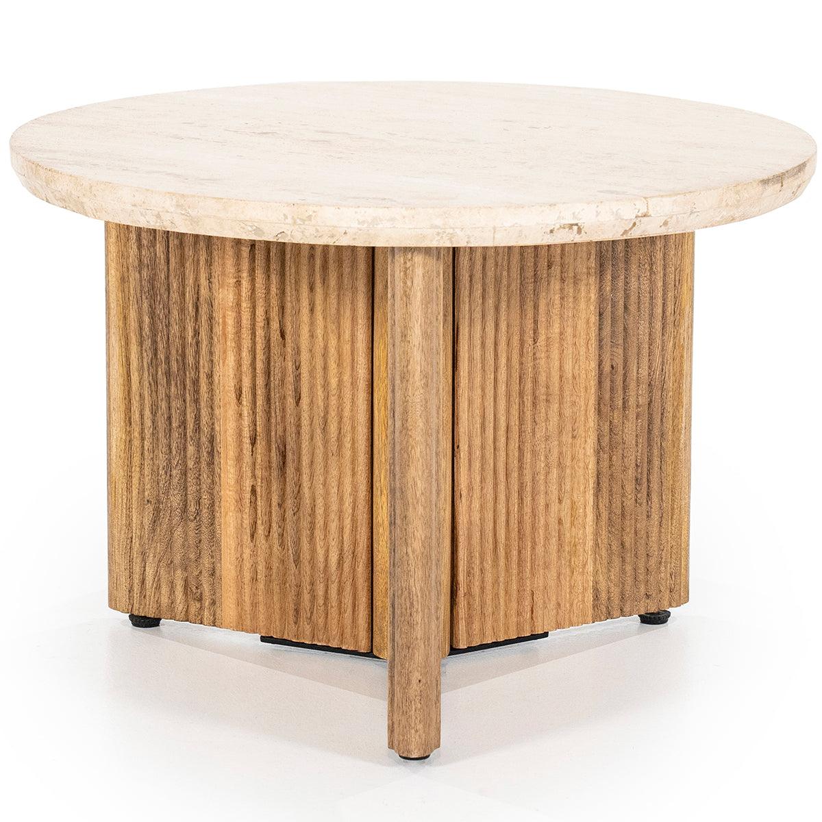 Sara Travertine/Mango Wood Side Table - WOO .Design