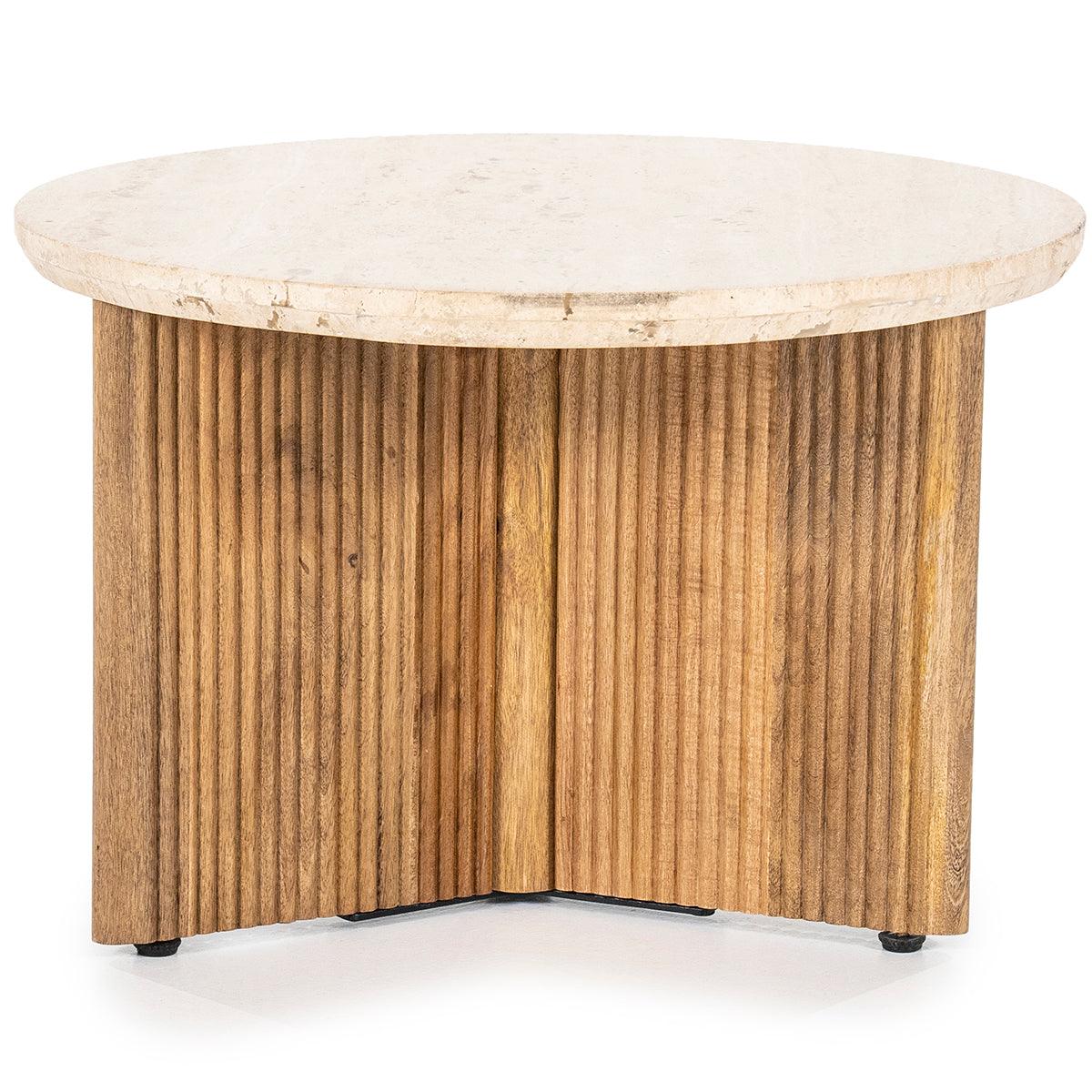 Sara Travertine/Mango Wood Side Table - WOO .Design
