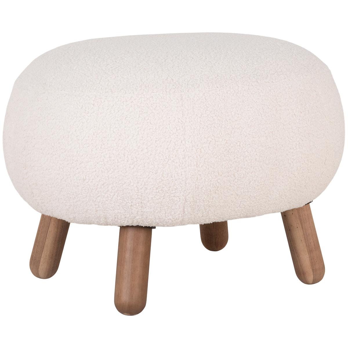 Savona White Artificial Lambskin Footrest - WOO .Design