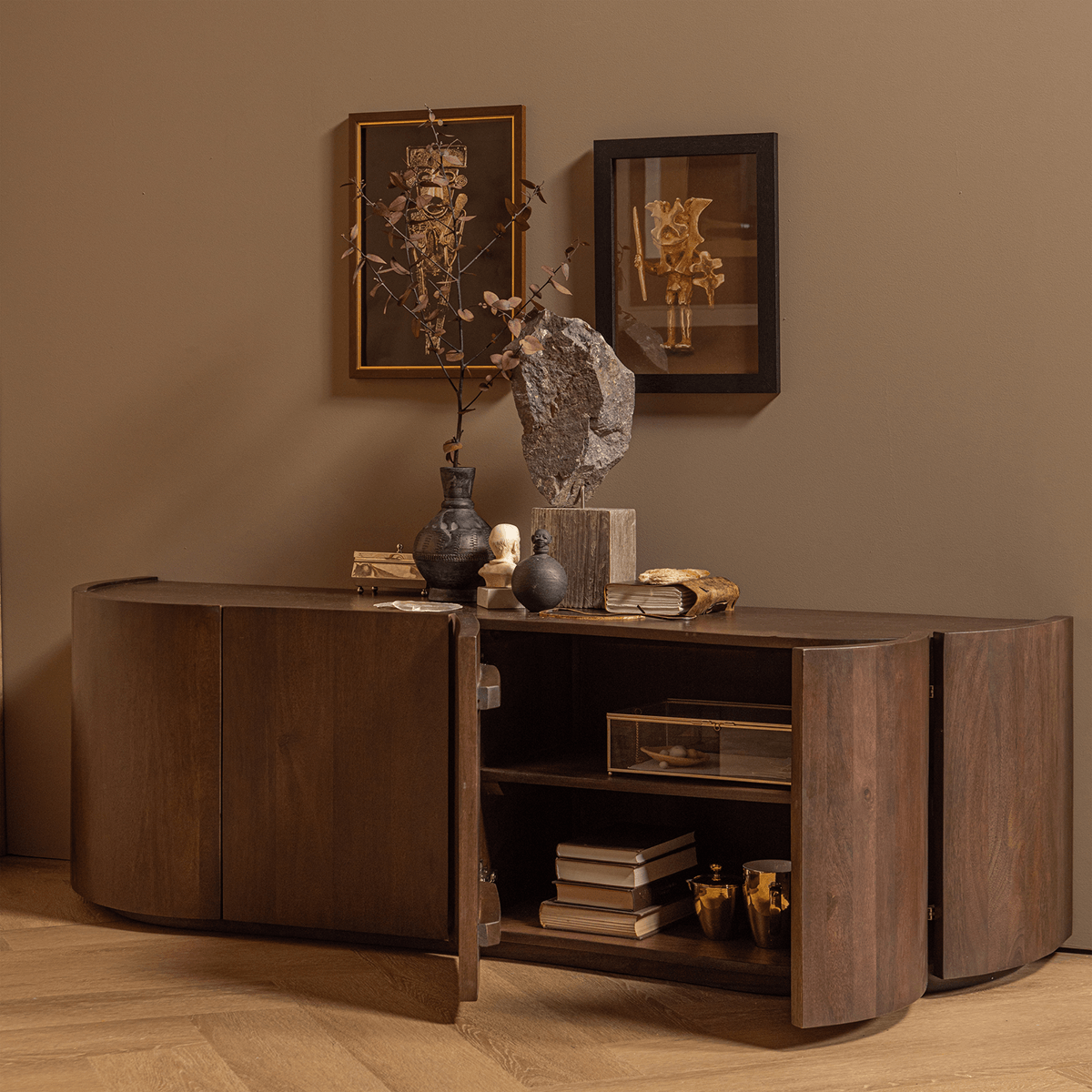 Sense Walnut Mango Wood 4 Doors Sideboard - WOO .Design