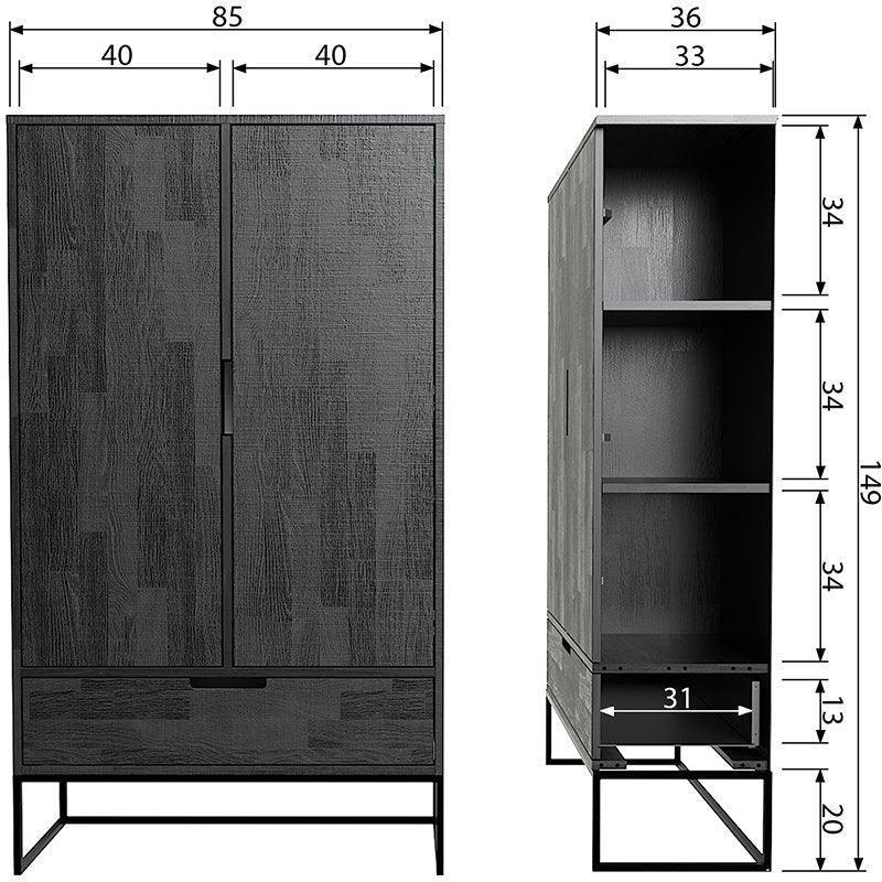 Silas Blacknight Brushed Ash Wood 2 Doors Cabinet - WOO .Design