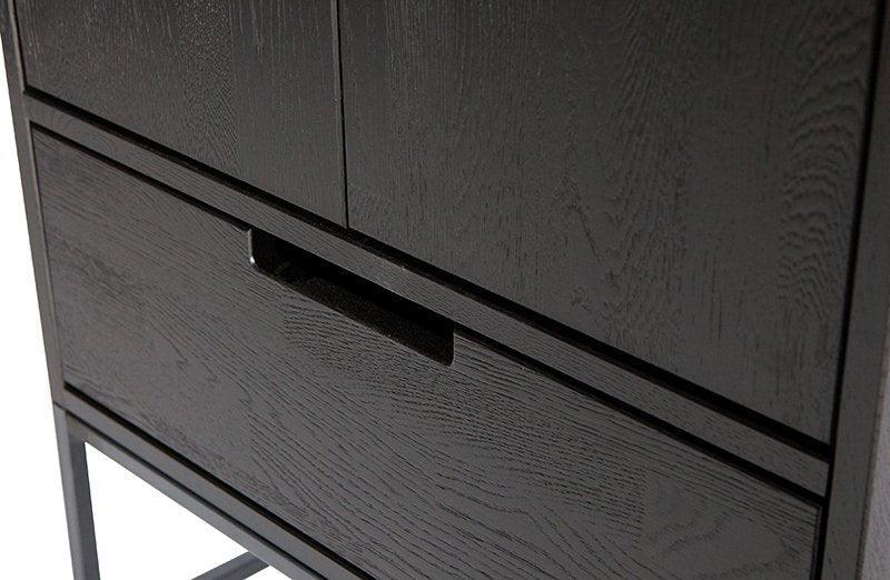 Silas Blacknight Brushed Ash Wood Slim Cabinet - WOO .Design