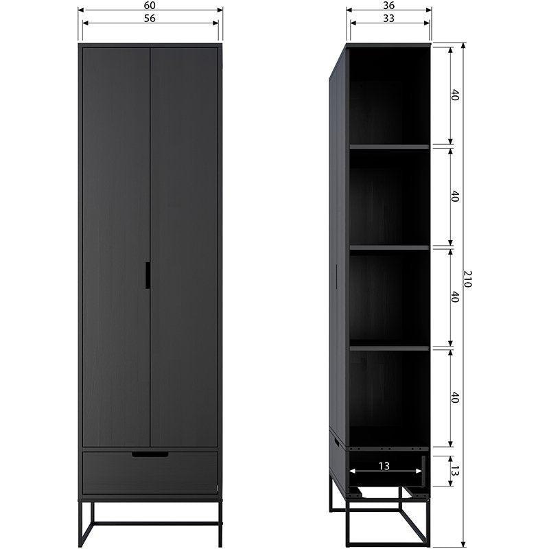 Silas Blacknight Brushed Ash Wood Slim Cabinet - WOO .Design