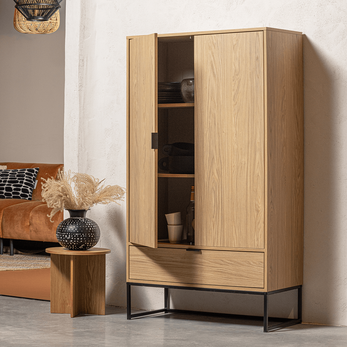 Silas Oak 2 Doors Cabinet - WOO .Design