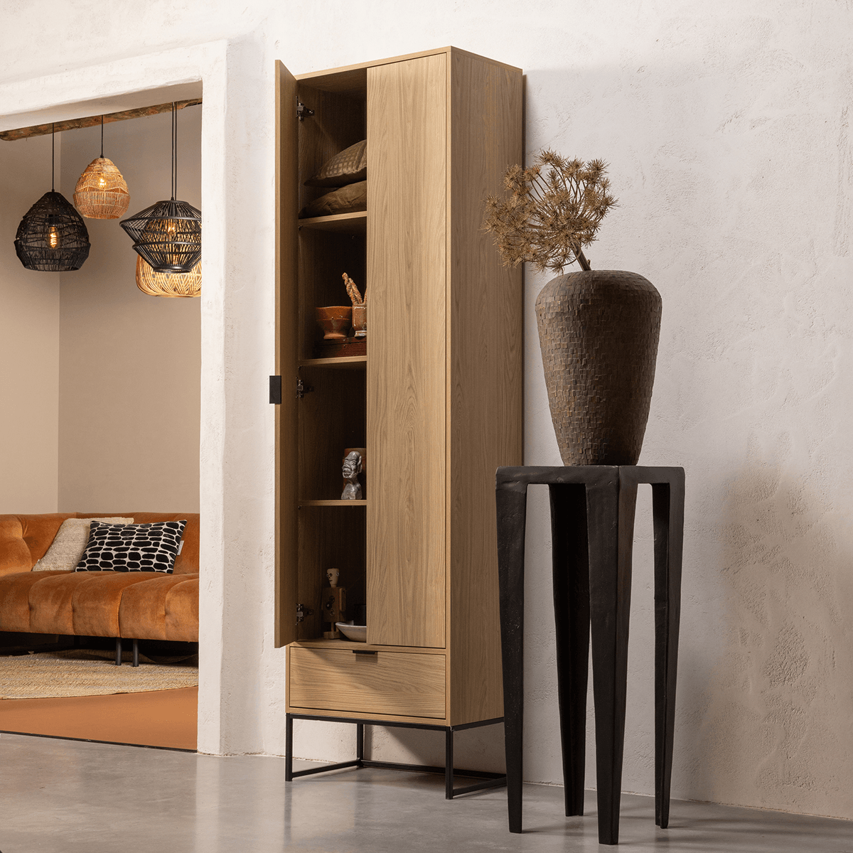 Silas Oak Slim Cabinet - WOO .Design