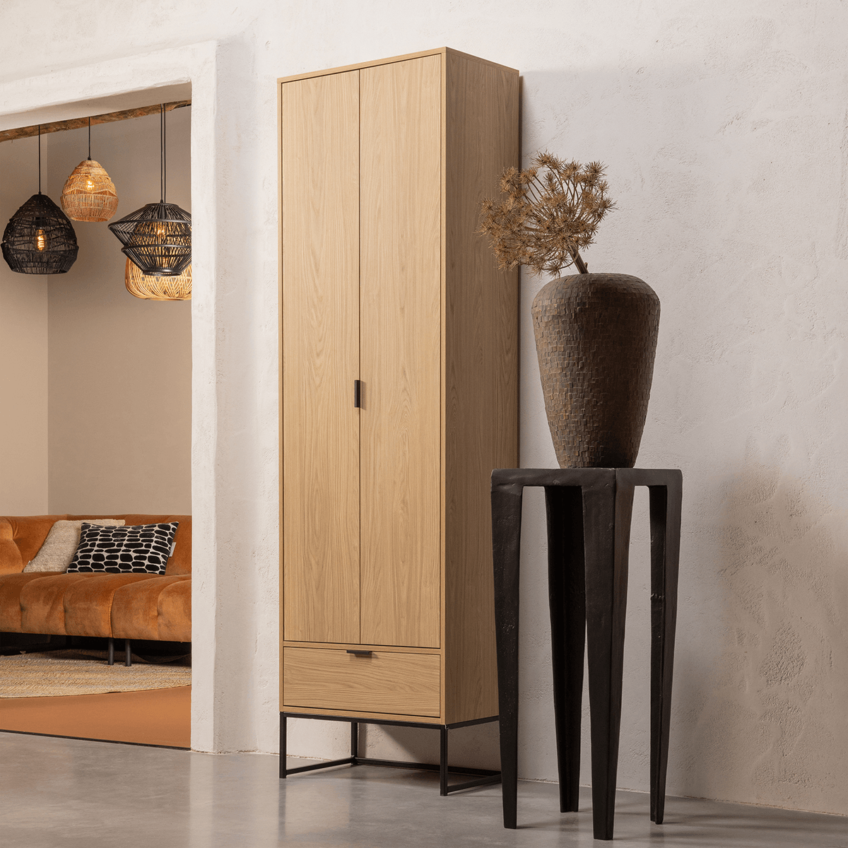 Silas Oak Slim Cabinet - WOO .Design