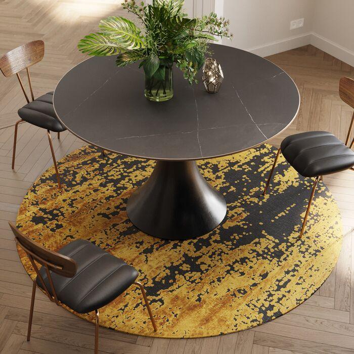 Silja Yellow Viscose Round Carpet - WOO .Design