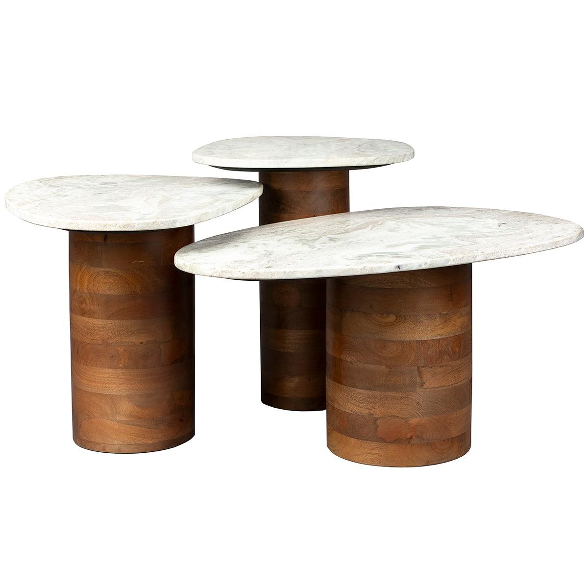 Suki Marble/Mango Wood Side Table (3/Set) - WOO .Design