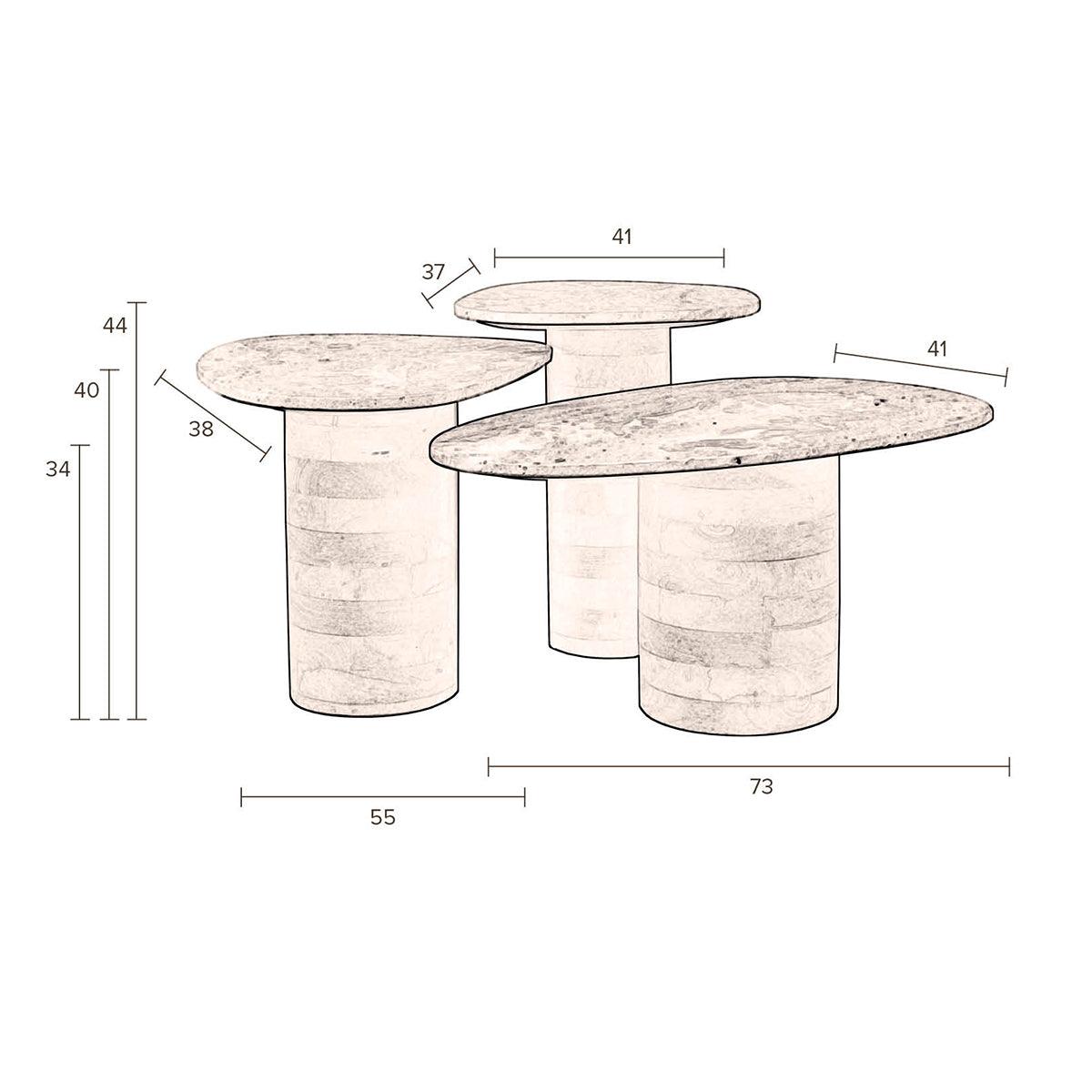 Suki Marble/Mango Wood Side Table (3/Set) - WOO .Design