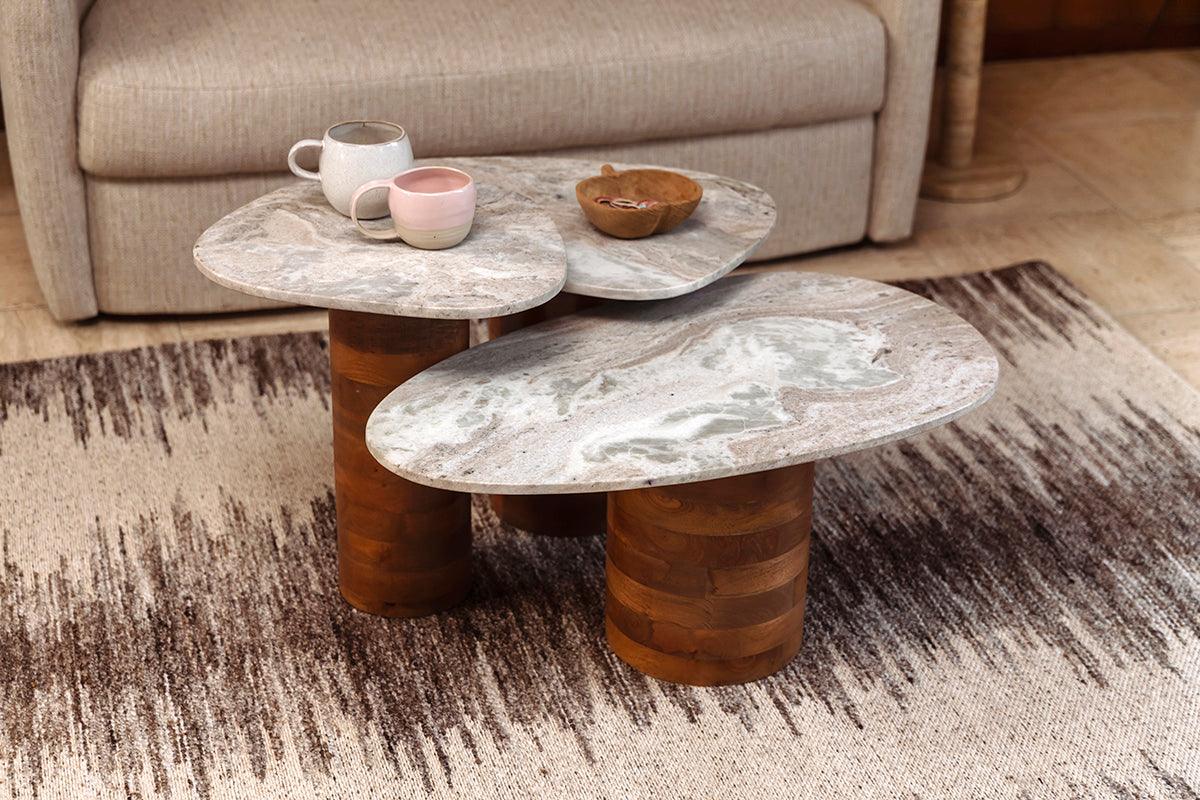 Suki Marble/Mango Wood Side Table (3/Set) - WOO .Design