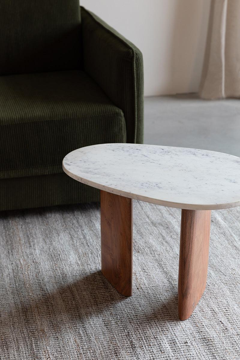 Tanda Marble/Acacia Wood Side Table - WOO .Design