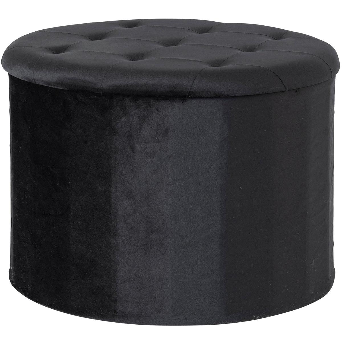 Turup Black Velvet Pouf with Storage - WOO .Design