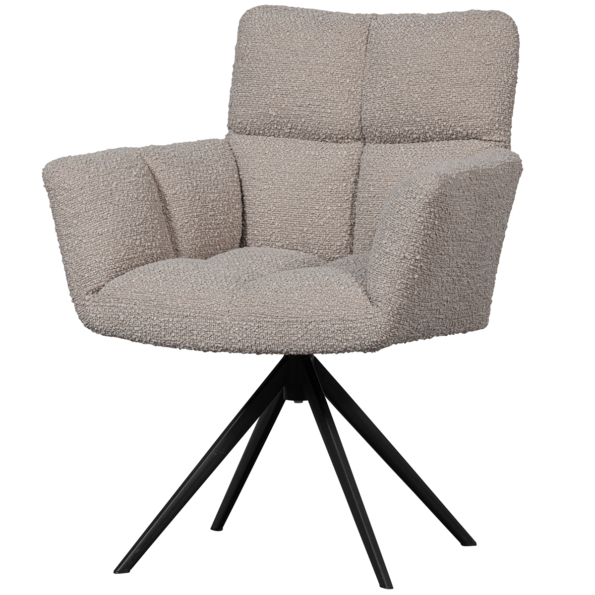 Vinny Sand Boucle Swivel Dining Chair with Armrest - WOO .Design