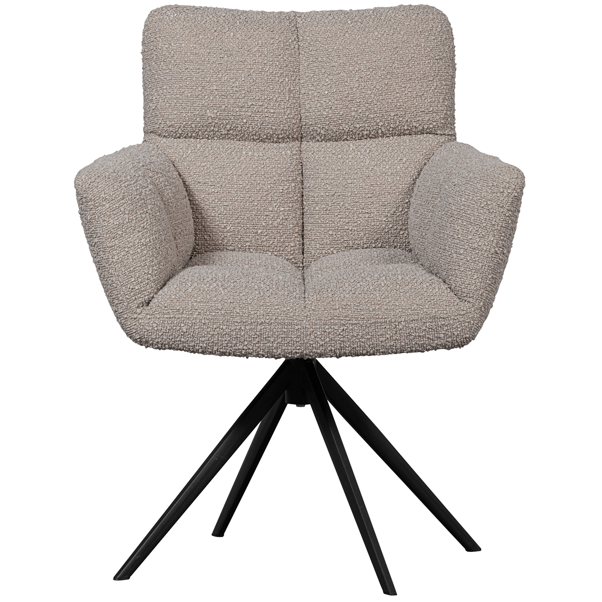 Vinny Sand Boucle Swivel Dining Chair with Armrest - WOO .Design